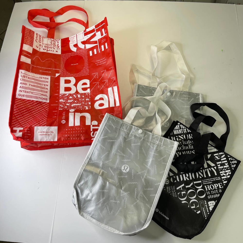 Lululemon Bundle of 4 Reusable Shopping Bags, 1 Large, 3 Small